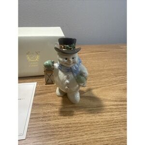Lenox Snowy Journey Snowman With‎ Lantern Porcelain Figurine 4.75"